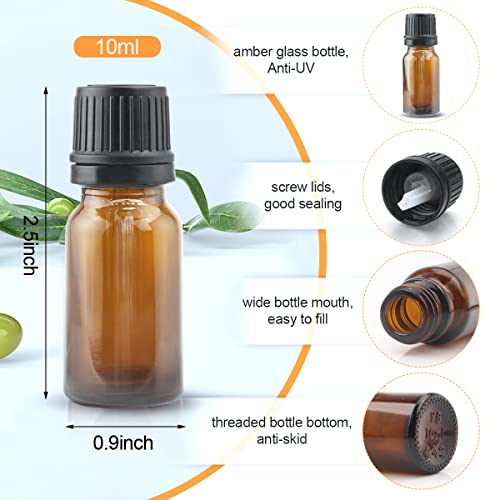 10ml Amber Glass Dropper Bottles for Essential Oils (20 Pack)
