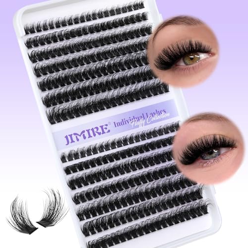 JIMIRE Fluffy Lash Clusters Volume Wispy 50D Thick Mink Eyelash Clusters D Curl 9-16mm Cluster Eyelash Extensions 280Pcs Individual Lashes Beginners Friendly Cluster Eyelash Extensions