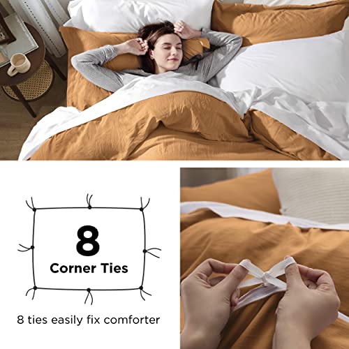 Bedsure Honey Ginger Twin Duvet Cover Set - Soft Prewashed Duvet Cover Twin Size, 2 Pieces, 1 Duvet Cover 68x90 Inches with Zipper Closure and 1 Pillow Sham, Comforter Not Included