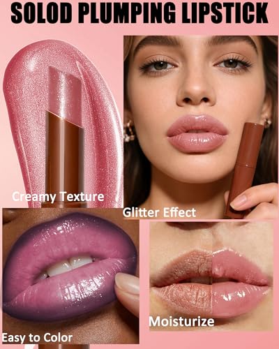 Brown Matte Lip Liner & Nude Glitter Lipstick Combo Set