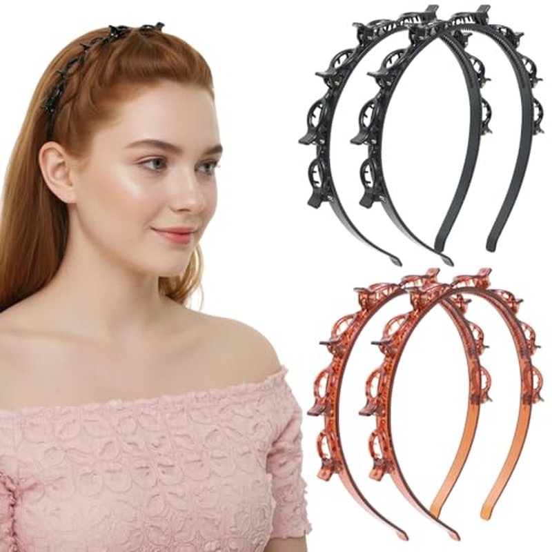 4-Piece Zig Zag Hair Clip Headband Set for Curly Hair