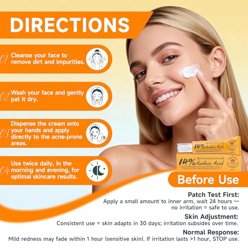 14% Azelaic Acid Acne Cream - Dark Spot Remover for Face, Acne Treatment & Spot Care Salicylic Acid & Niacinamide ? Redness Reducing Skin Care, Evens Tone & Soothes Irritation, Rosacea - 2 Pcs.1oz