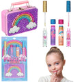 Kids Lip Gloss & Balm Kit with Rainbow Rhinestone Tin Case