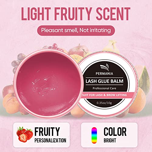 PERMANIA Lash Lift Balm, New Eyelash Lifting Adhesive£¬0.35oz/10g Lash Lift Glue Strong Viscosity and Water Solubility for Lash Perm Kit (Strawberry)
