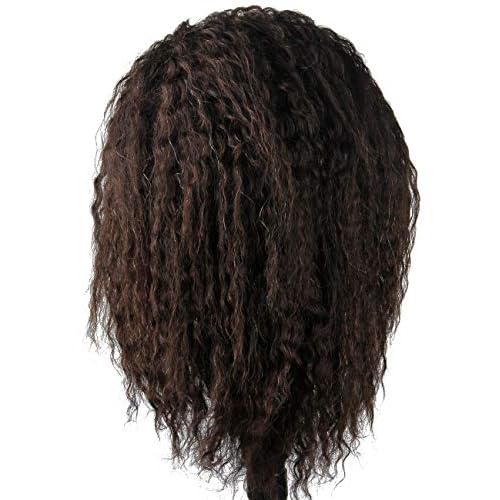 African American Mannequin Head with 100% Human Hair Manikin Head with Stand for Styling Hair Blowing Hair Cutting Braiding (Afro Kinky Straight)