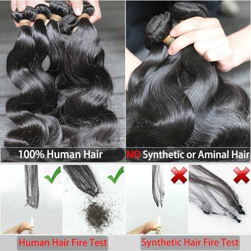 12A Body Wave Bundles Human Hair 24 Inch Brazilian Jet Black Bundles Human Hair Extensions