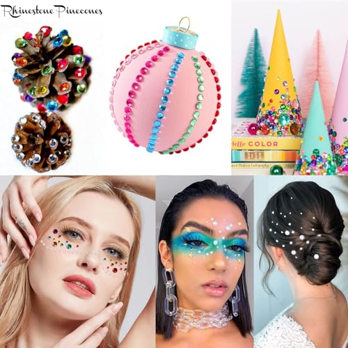 2100 Pcs Self-Adhesive Rhinestone Face Gems Stickers