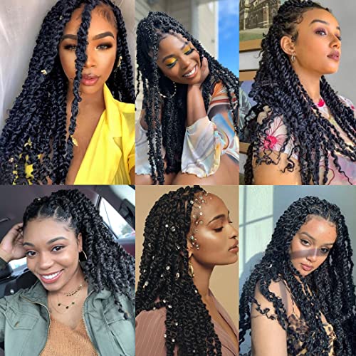 18 Inch Pre-Separated Springy Afro Twist Hair 8 Packs Pre-Fluffy Natural Curls are Perfect for Marley Crochet Hair Suitable for Black Women (T1b/Bug, 18 Inch (Pack of 8))