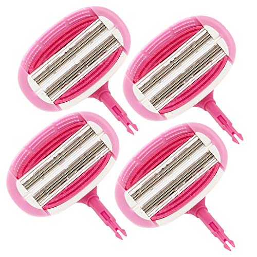 Aveline Smooth Razor Blade Refill 6-Blade Cartridges for Close Shave without Tugging, Pulling, Redness, or Razor Burns - for Sensistive Skin (4 Refills)