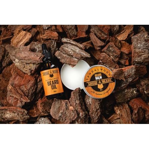 Beard Oil and Balm Set for Men - All-Natural Sandalwood & Citrus Scent, For Beard Growth and Care (2 Pack of 2 oz)