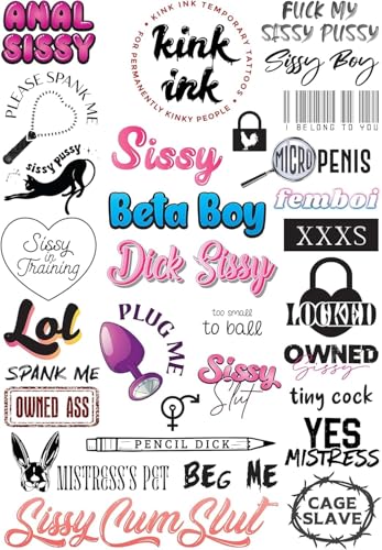 29 Sissy Temporary Tattoos Adult Sticker Sheet