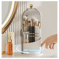 Makeup Brush Holder Organizer with Lid-360¡Æ Rotating Luxury Cosmetic Organizer Makeup Organizer Lipstick Eyebrow Pencil Holder for Vanity Desktop Bathroom Countertop