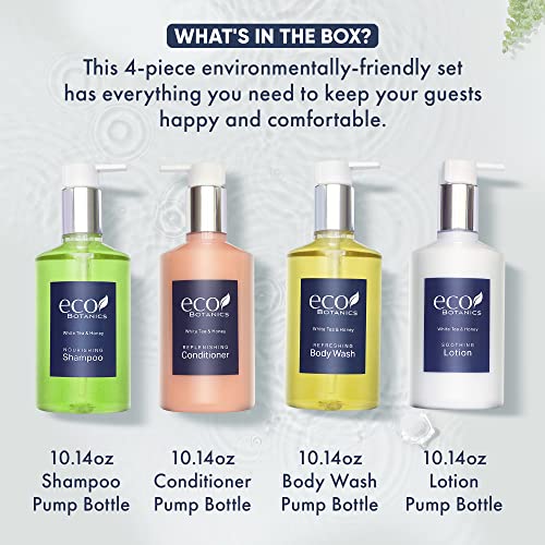 Eco Botanics Hotel Amenities Set - 4 Luxury Toiletries with Pump Bottles