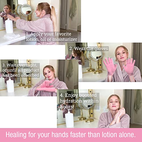 Eurow Aloe-Infused Touchscreen Moisturizing Gloves for Dry Hands, Pink