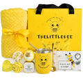 AMIND The Little Bee Yellow Gift Box for Women with Honey Scent Candle and Soap, Chamomile Bath Bomb, Shower Steamers, Cozy Throw Blanket, Yellow Tumbler, Heart Key Chain, Greeting Card and Gift Bag