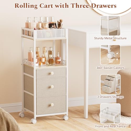 Plaviya 3-Drawer Makeup Organizer Cart - Rolling Utility Storage