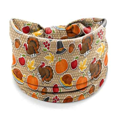 4Pcs Thanksgiving Day Headbands for Women - Turkey Fall Leaves Holiday Hair Bands, Autumn Festive Gift Hair Accessories (Turkey Dinner)