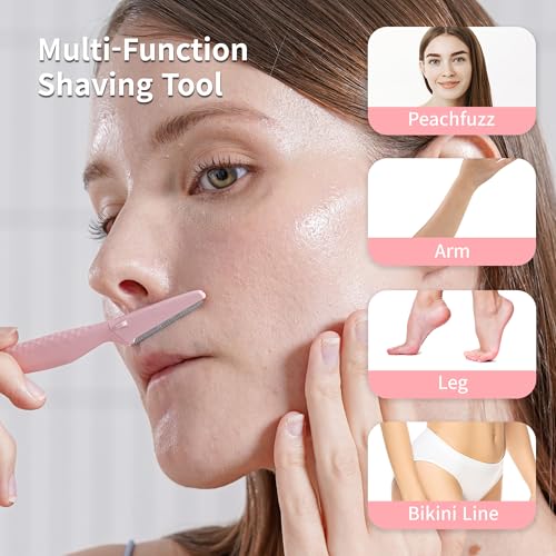 Tinkle Everglow Dermaplane Razor (12 ct - 4 packs of 3ct), Eyebrow Razor & Face Razors for Women, Peach Fuzz Remover, Dermaplaning Tool, Stainless Steel Blades, Stocking Stuffers
