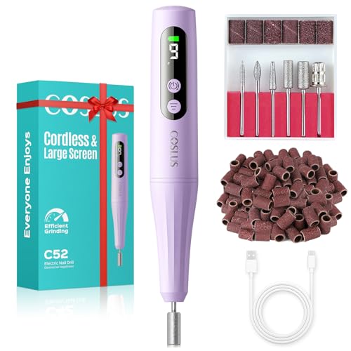 COSLUS C52 Electric Nail Drill Kit with LED Display, 9 Speed Settings