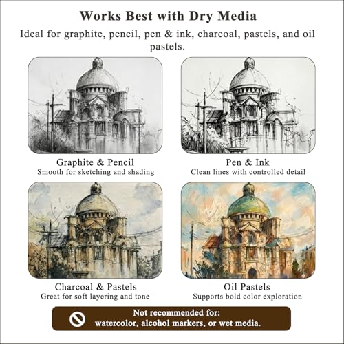 Fuxi 9x12 Sketchbook - Top Spiral Bound, 100 Sheets Acid-Free Paper