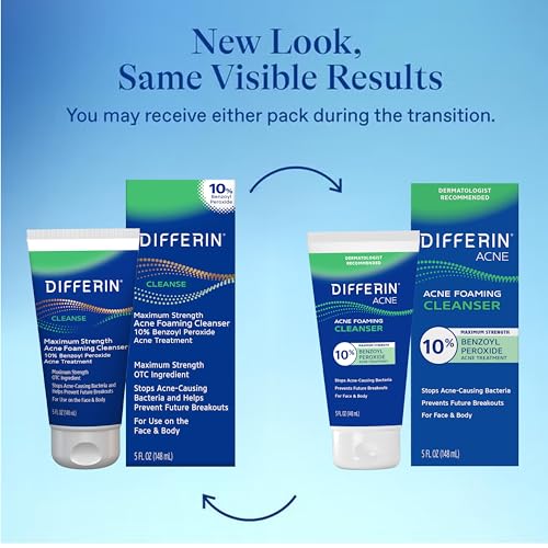 Differin Maximum Strength Acne Foaming Face Wash 10% Benzoyl Peroxide 5oz
