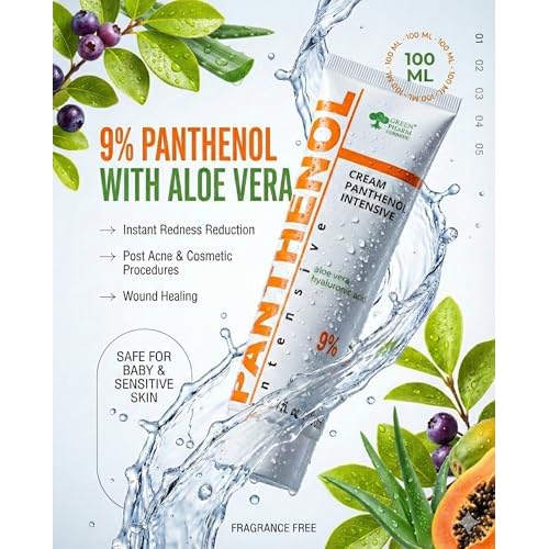 9% Panthenol Barrier Repair Cream - Redness Relief Moisturizer | Post Acne, Laser, Facelift & Burn Care | Soothing Skin with Aloe & Hyaluronic Acid ? Tattoo & Irritation Care, 3.4Oz