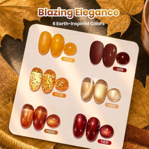 Beetles Fall Gel Nail Polish Set - 6 Colors with Blazing Elegance Finish, Autumn Collection