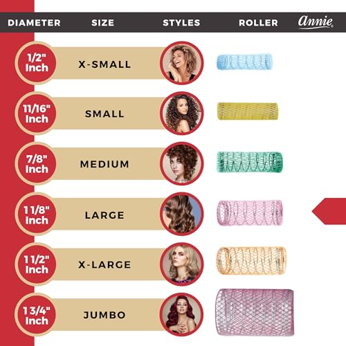Annie Wire Mesh Hair Rollers Large 1 1/8 Inch 12 Count