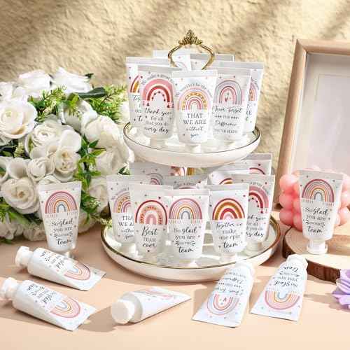 48 Pack Employee Appreciation Team Gifts Bulk Travel Size Hand Cream Inspirational Thank You Gifts Boho Rainbow Hand Lotion Bulk for Teachers Day Christmas Staff Employees Coworkers Women