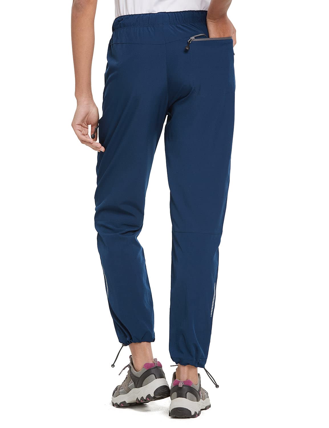 BALEAF Women's Hiking Pants Quick Dry Water Resistant Lightweight Joggers Pant for All Seasons Elastic Waist Navy Blue Size XS