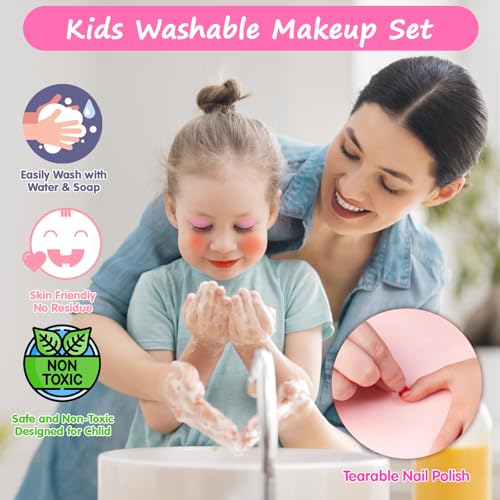 Topsolid Kids Makeup Kit with Mirror - Washable, Non-Toxic for Girls 3-8