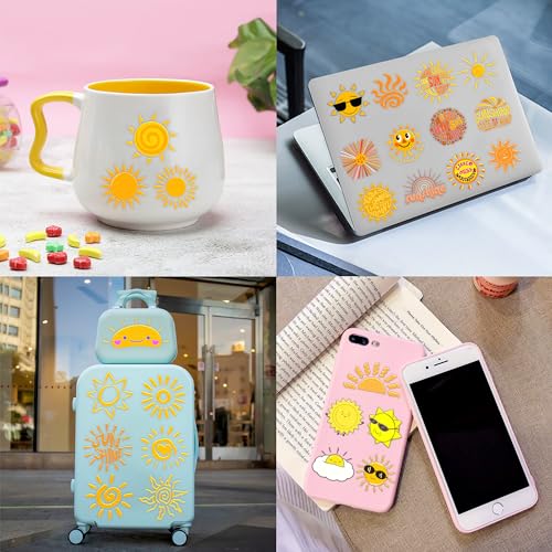 96 PCS Yellow Sun Pre-Cut Birthday Party Decorations Favors Supplies Gold Hippie Sun Smile You Are My Sunshine Decor Temporary Tattoos Stickers for Girls Boys Cute Gifts School Prizes Rewards
