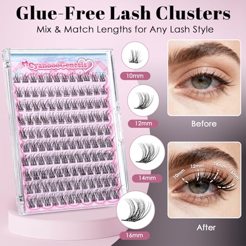 Self-Adhesive Cluster Lashes 120Pcs 10-16mm C-Curl Pre Glued