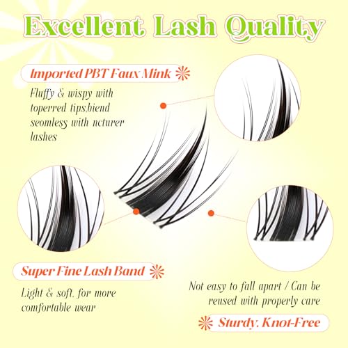 Manga Lash Clusters 320Pcs 10-16mm C Curl DIY Eyelash Extensions