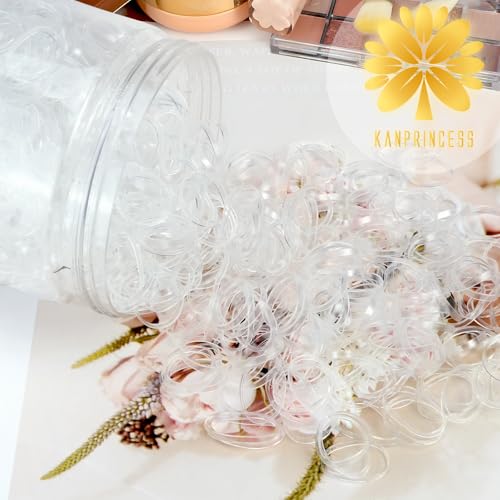 KANPRINCESS 1000pcs Mini Clear Rubber Hair Bands for Kids
