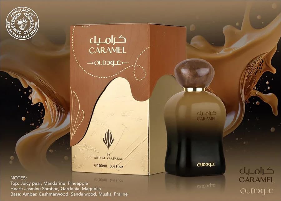 Ard Al Zaafaran. Caramel Oud Eau de Parfum Spray for Unisex, 3.4 Ounce