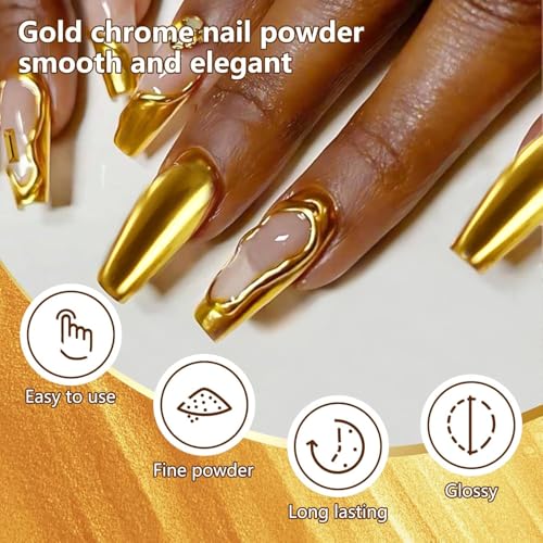 Gold Chrome Nail Powder for Mirror Effect Nail Art - Variation of THIS listing