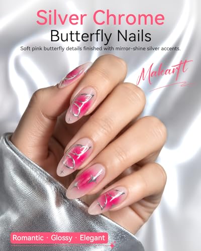 Makartt Chrome Gel Nail Polish Set - Gold & Silver Mirror Painting Gel