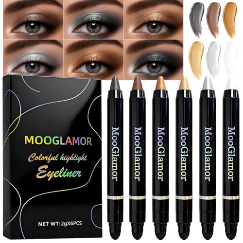 6-Piece Shimmer Eyeshadow Stick Set - Waterproof & Blendable