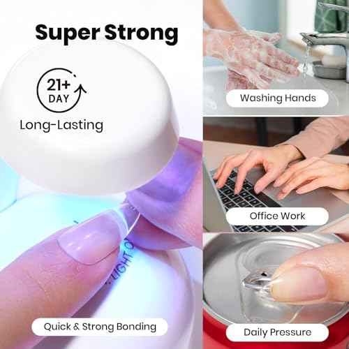 Beetles HEMA-Free Nail Glue & Primer Set, 2Pcs 10ml Super Strong 9 in 1 Nail Glue Gel and Bond Primer for Acrylic Fast Dry Supplies, Long-Lasting Professional Kit, U V Light Required