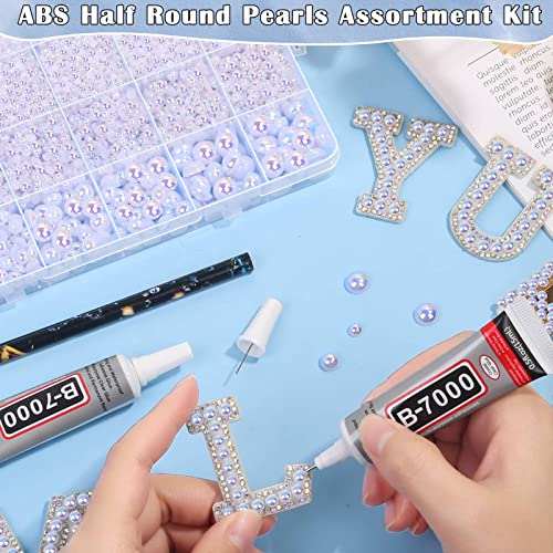 12900pcs Half Pearl Beads Assorted Sizes with Craft Glue