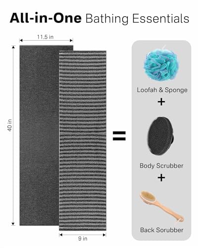 Yiclick Exfoliating Back Scrubber Towel - 40" Body Wash Cloth