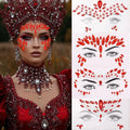 Halloween Red Face Gems Stickers - 4 Sheets Rhinestone Tattoos