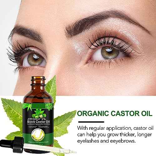 Castor Oil, Black Castor Oil for Hair Growth, 2 Fl Oz Pure & Cold Pressed Hair Oils for Eyelashes and Eyebrows, Moisturizing Scalp, Skin and Nails