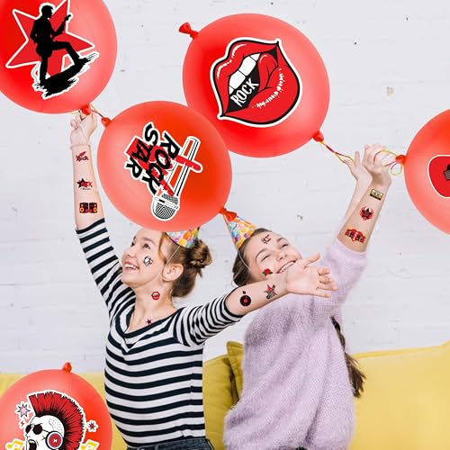 Rock Party Favor Set - 24 Punch Balloons & 48 Temporary Tattoos