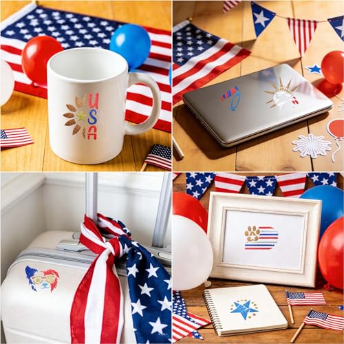 4th of July Temporary Tattoo Markers - 12 Reusable Stencils & 8 Metallic Pens