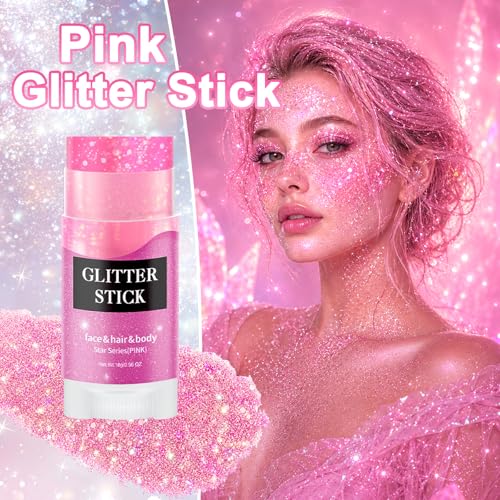 Pink Holographic Glitter Stick for Face, Hair & Body