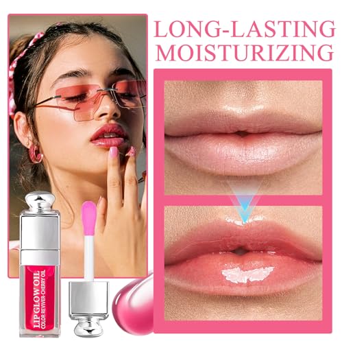 Hydrating Plumping Lip Oil Gloss - Moisturizing Tinted Lip Stain (2pc)