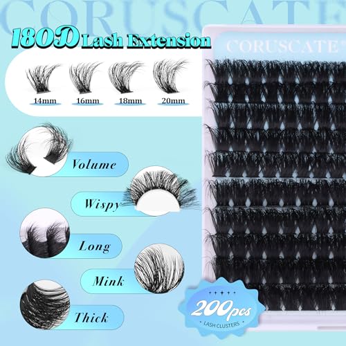 Fluffy Lash Clusters 14-20mm Long Eyelash Extensions 170pcs