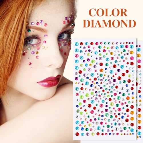 2 sets face gems, festive jewelry, hair accessory gems,pearl for face£¬gemstone self adhesive face£¬eyes, makeup, body adornment, essential items for party sparkle and style transformation